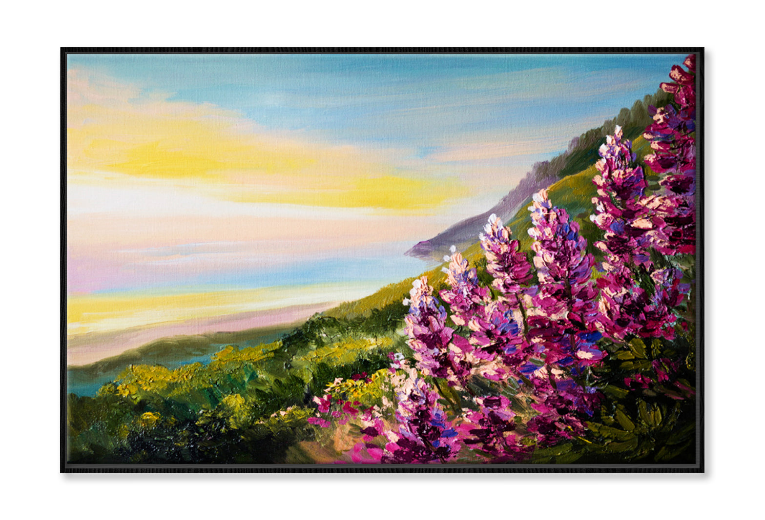 Colorful Sunset at Black Sea Coast Oil Painting Wall Art Limited Edition High Quality Print Canvas Box Framed Black