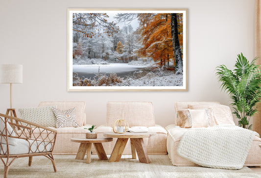 Winter with Autumn Leaves Home Decor Premium Quality Poster Print Choose Your Sizes