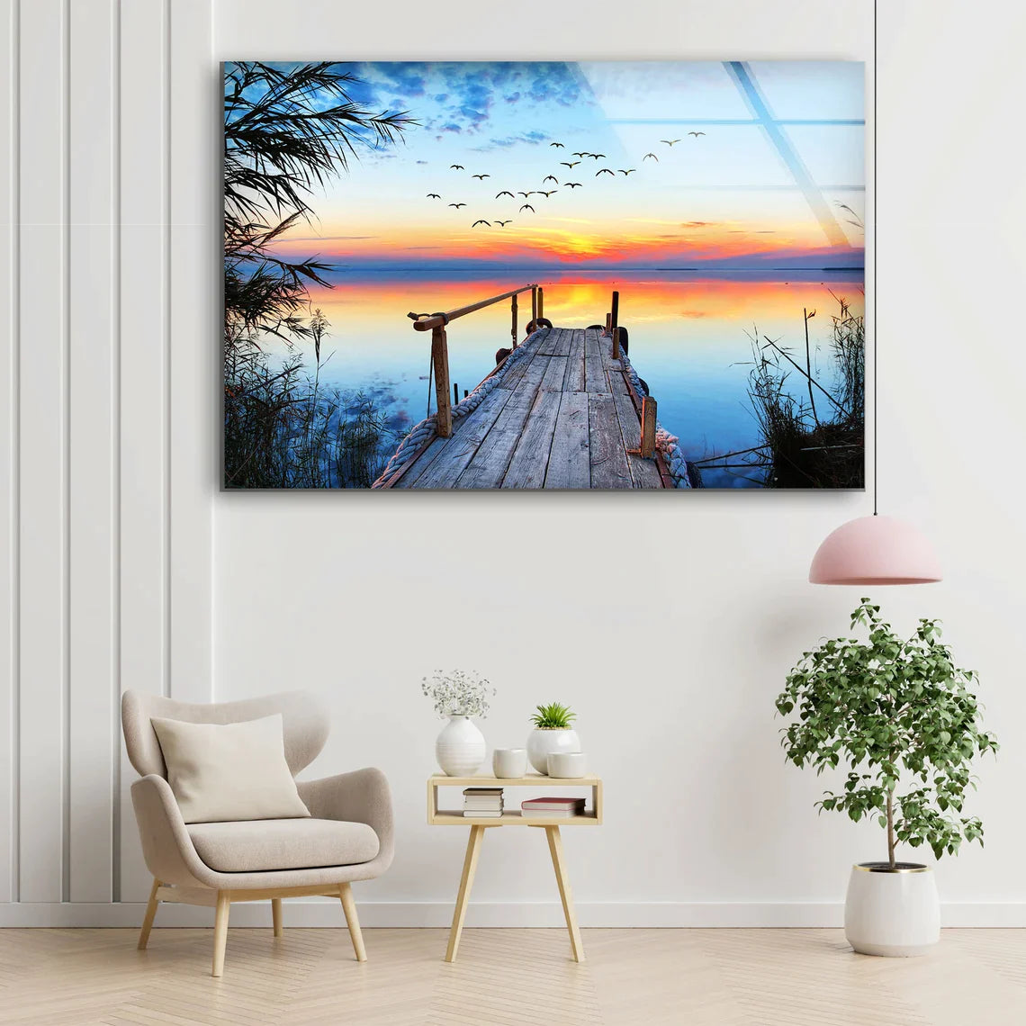 Wooden Pier Over Lake UV Direct Aluminum Print Australian Made Quality