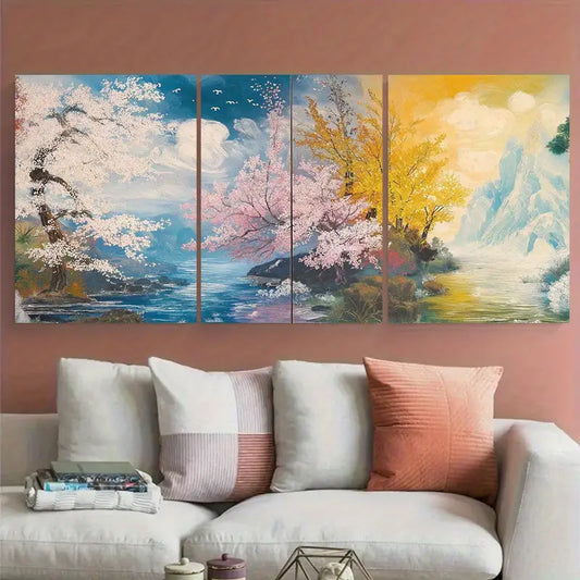 3pcs Cherry Blossoms & Autumn Leaves Metal Print Ready to Hang Art