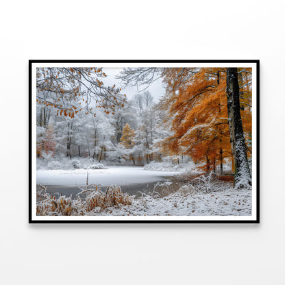 Winter with Autumn Leaves Home Decor Premium Quality Poster Print Choose Your Sizes