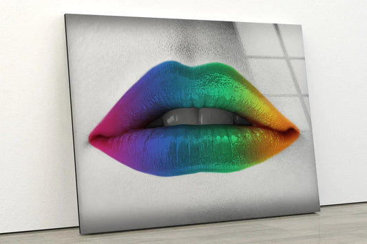 Rainbow Colored Lips UV Direct Aluminum Print Australian Made Quality