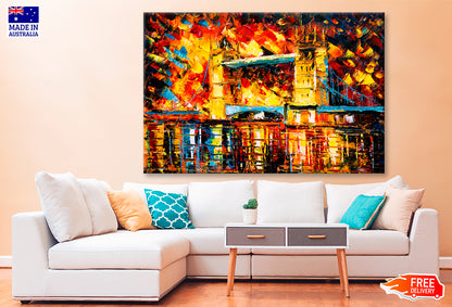 London Bridge, United Kingdom Colorful Oil Painting Wall Art Limited Edition High Quality Print