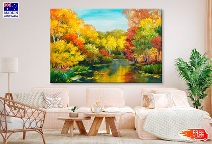 Colorfull Autumn Forest Oil Painting Wall Art Limited Edition High Quality Print