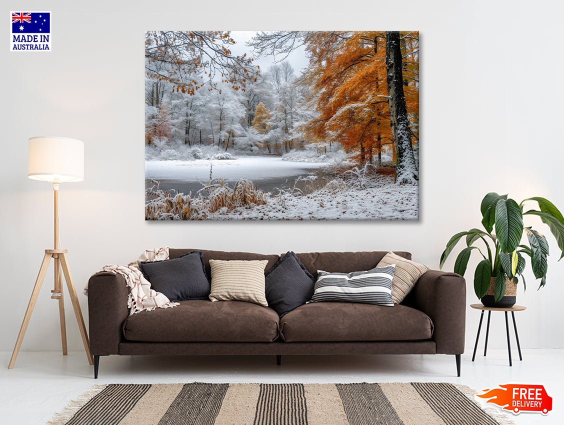 Winter with Autumn Leaves Print 100% Australian Made