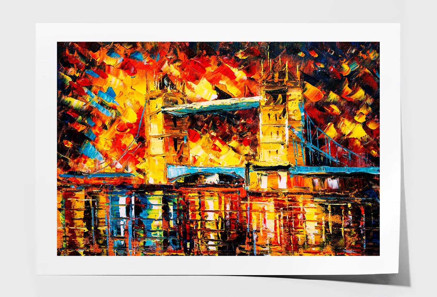 London Bridge, United Kingdom Colorful Oil Painting Wall Art Limited Edition High Quality Print Unframed Roll Canvas None