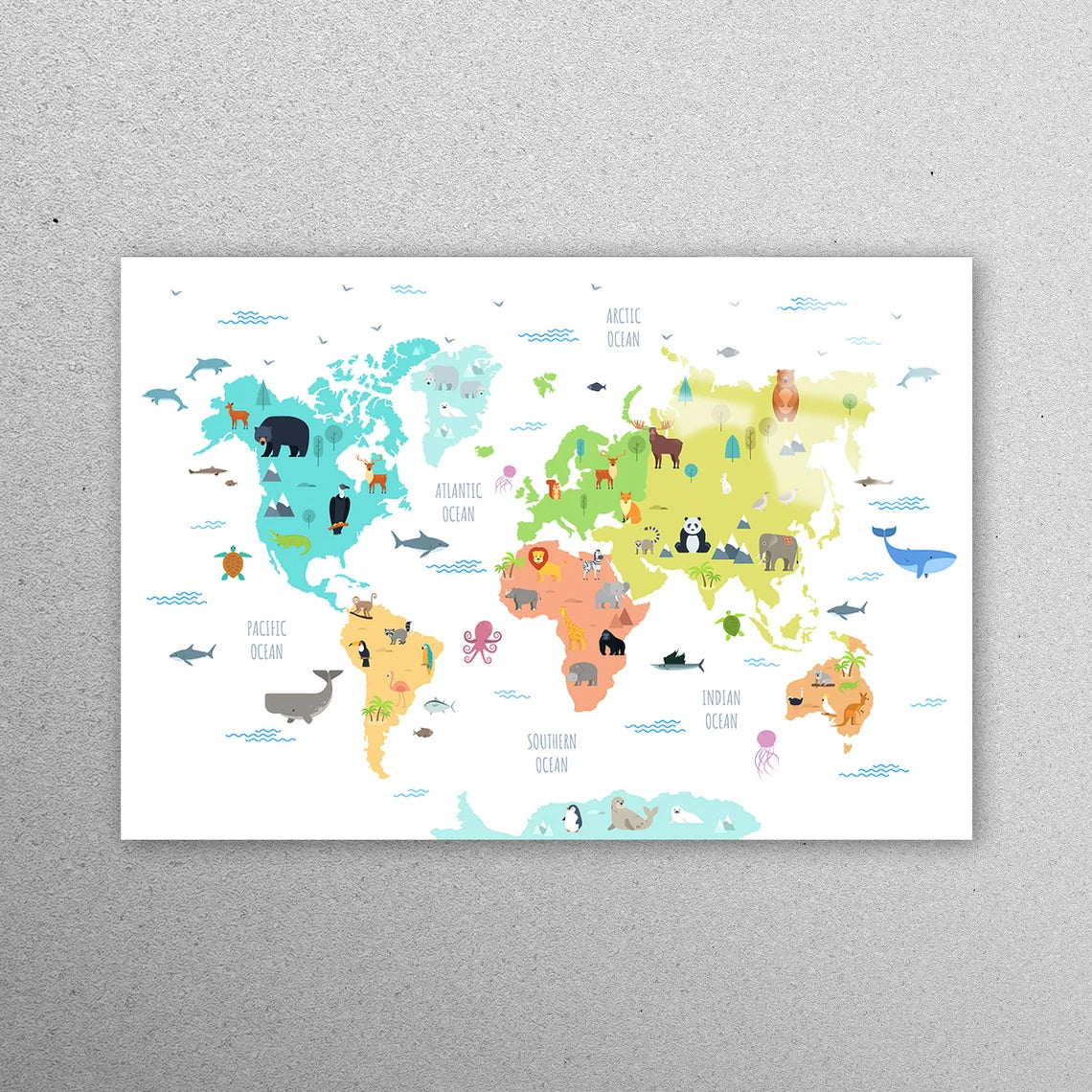 Baby Kids Map Wall Art Acrylic Glass Print Tempered Glass Wall Art 100% Made in Australia Ready to Hang