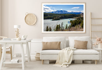 A Serene River with Trees Towering Mountains Home Decor Premium Quality Poster Print Choose Your Sizes