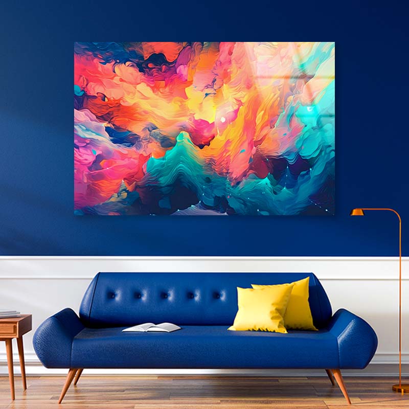 Vibrant Colors Abstract Acrylic Glass Print Tempered Glass Wall Art 100% Made in Australia Ready to Hang