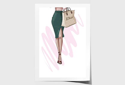 Luxury Handbag with Stylish Heels Wall Art Limited Edition High Quality Print Unframed Roll Canvas None