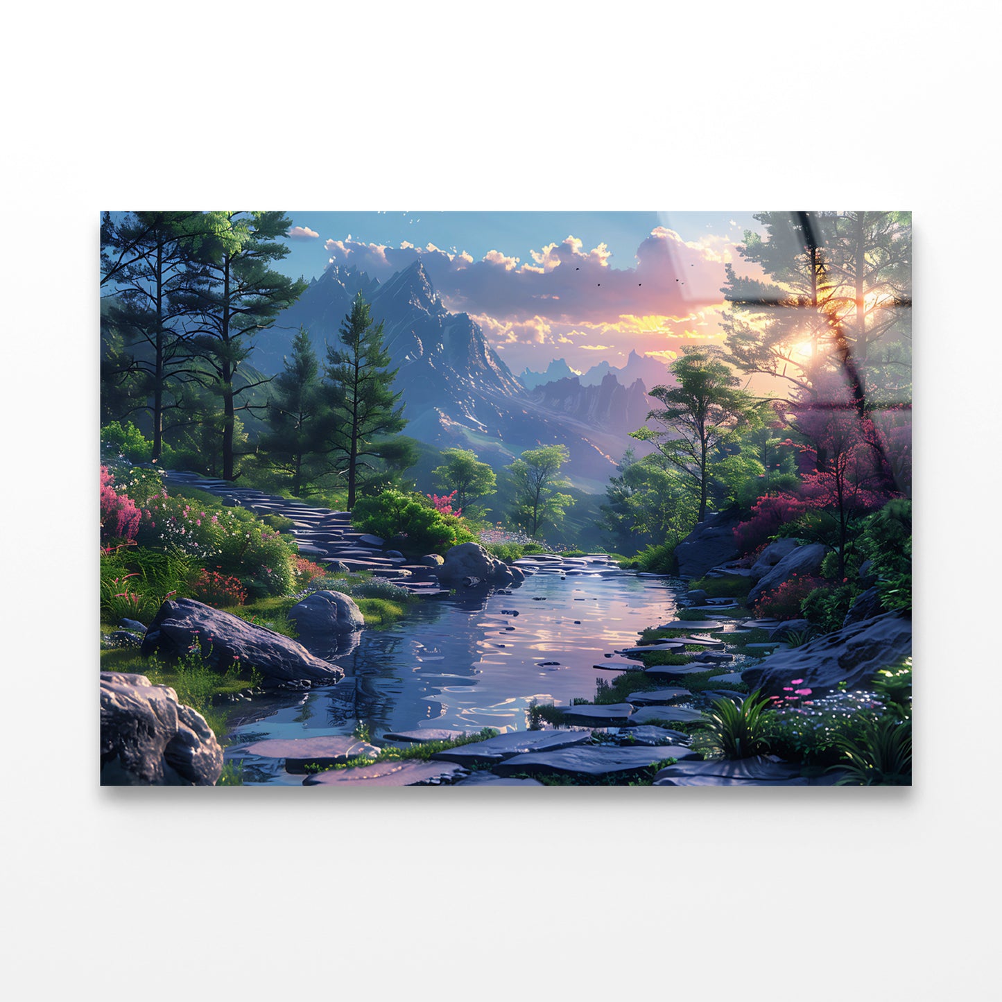 Sunset in the Mountains Acrylic Glass Print Tempered Glass Wall Art 100% Made in Australia Ready to Hang