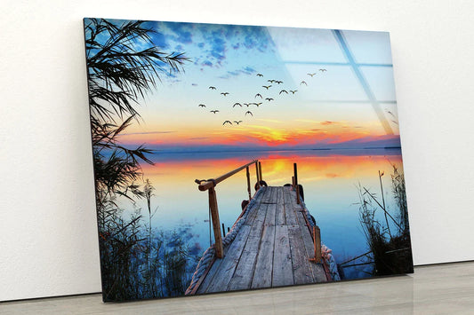 Wooden Pier Over Lake UV Direct Aluminum Print Australian Made Quality