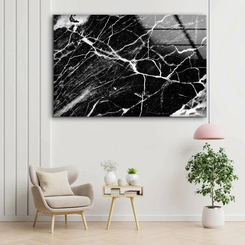 B&W Abstract Marble UV Direct Aluminum Print Australian Made Quality