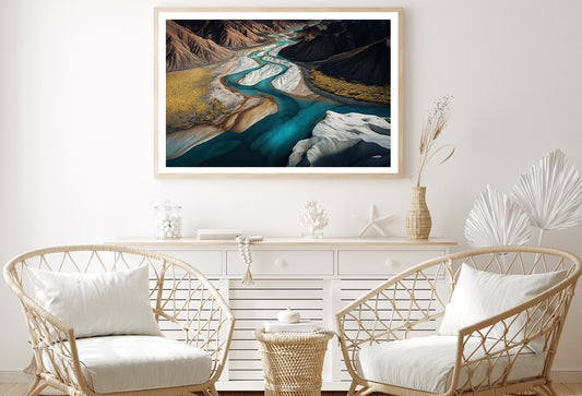 High Angle View of a River, Mountains Home Decor Premium Quality Poster Print Choose Your Sizes