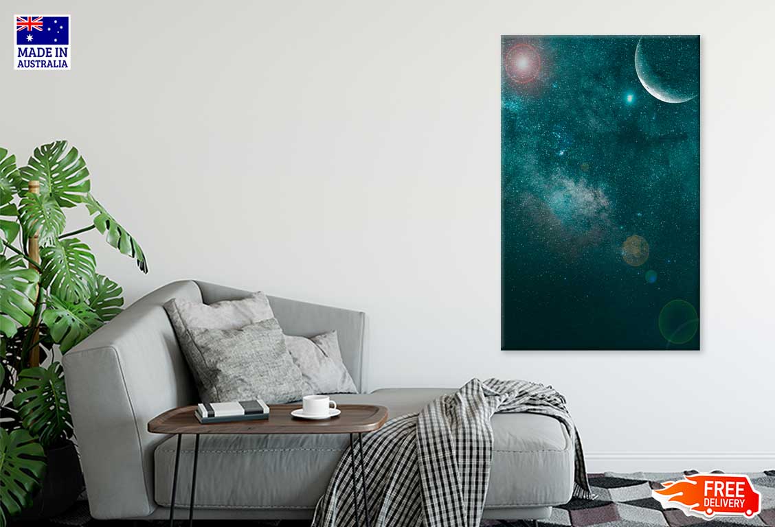 Milky Way Night Sky Clouds & Moon Print 100% Australian Made