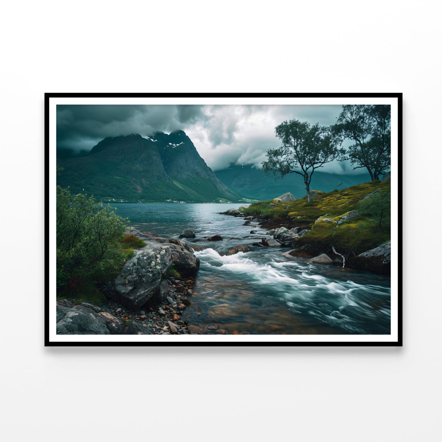 River Flowing Through a Valley with Trees & Mountains Home Decor Premium Quality Poster Print Choose Your Sizes