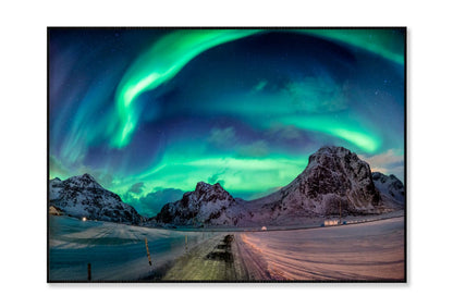 Northern Lights Explosion on Snowy Mountain Range Home Decor Premium Quality Poster Print Choose Your Sizes