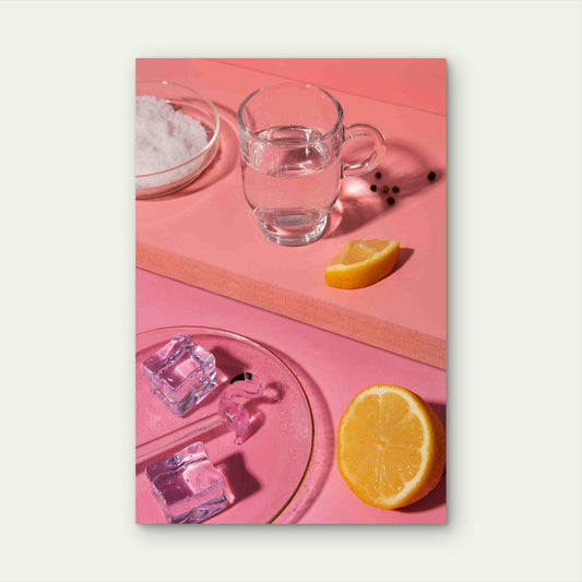 High Angle Tequila Shot Orange Slice 60x90cm Metal Print Ready to Hang