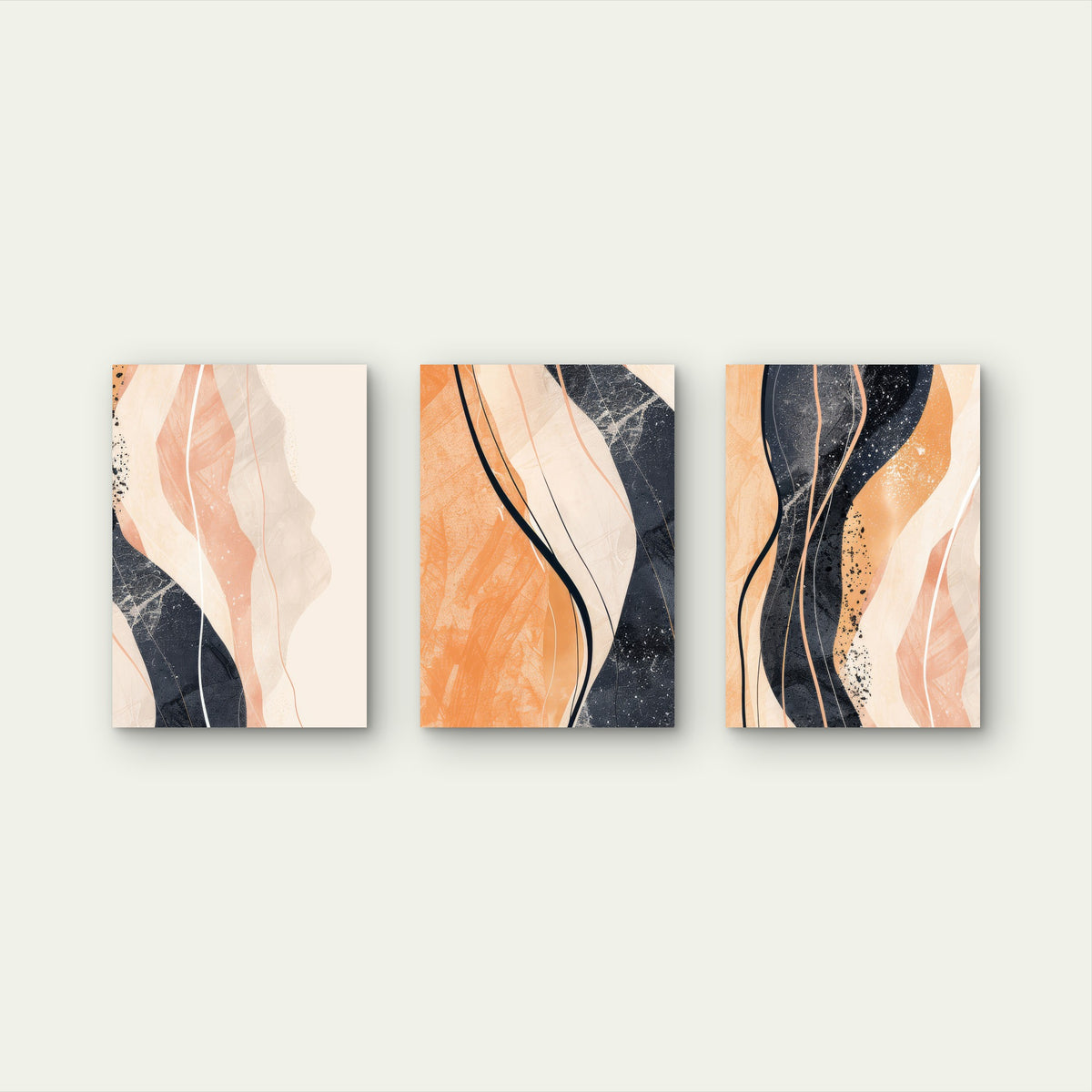 3pcs Abstract Terracotta Navy Blue Art Painting Wall Art Set Canvas Framed 40x60cm - High Quality Print 100% Australian Made Wall Canvas Ready to Hang