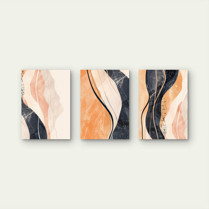 3pcs Abstract Terracotta Navy Blue Art Painting Wall Art Set Canvas Framed 60x90cm - High Quality Print 100% Australian Made Wall Canvas Ready to Hang