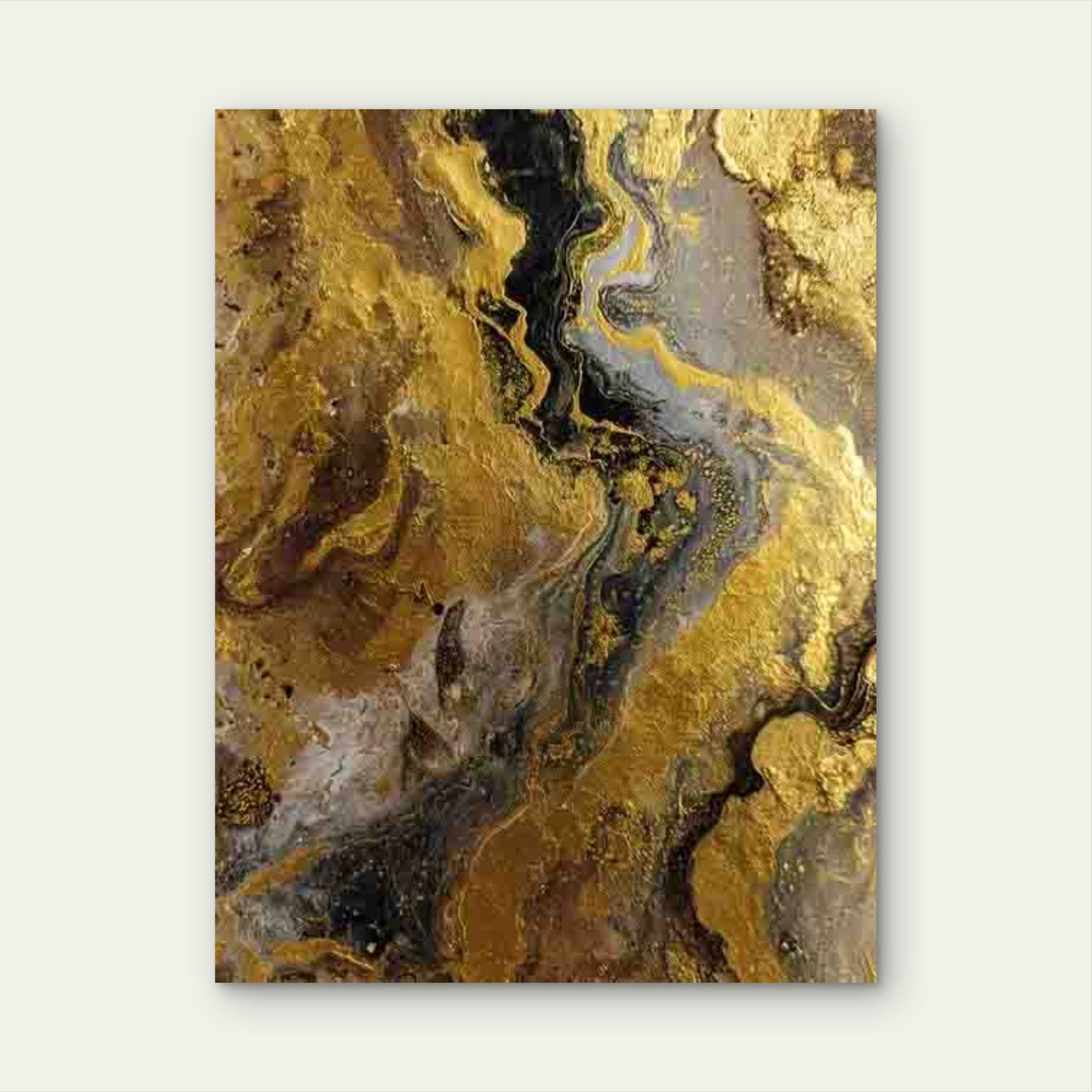 Luxury Golden Abstract Metal Print Ready to Hang