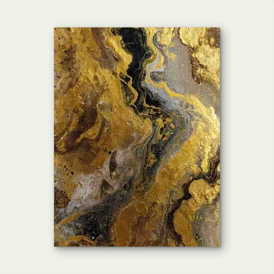 Luxury Golden Abstract Metal Print Ready to Hang