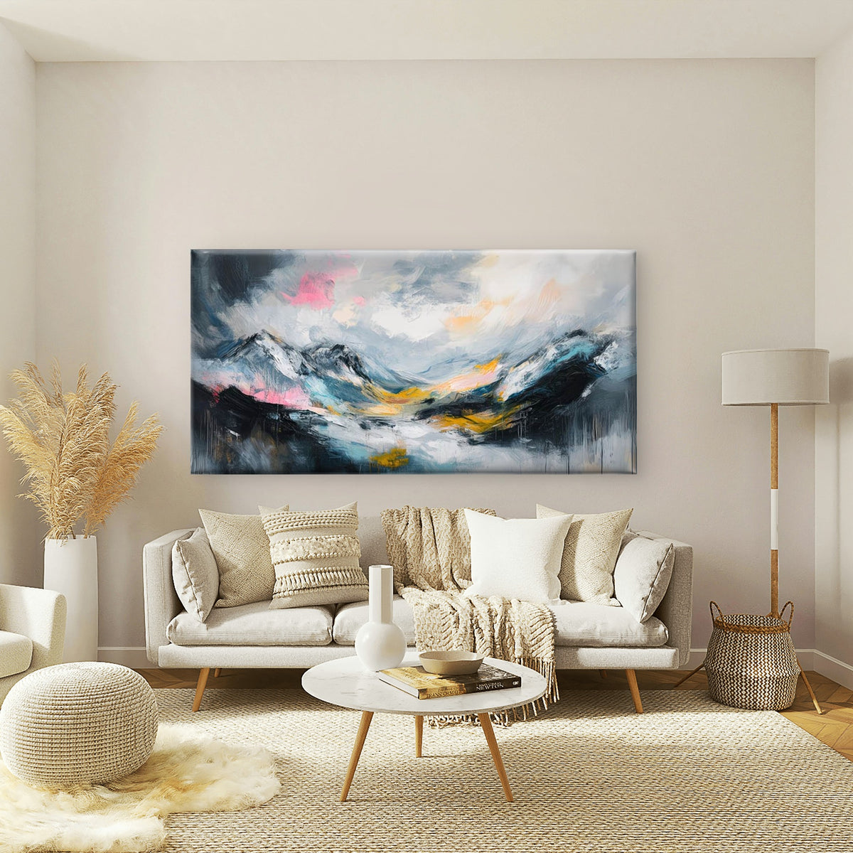 Bold Strokes High Altitudes Wall Art Canvas Office Home Room Framed 120x60cm