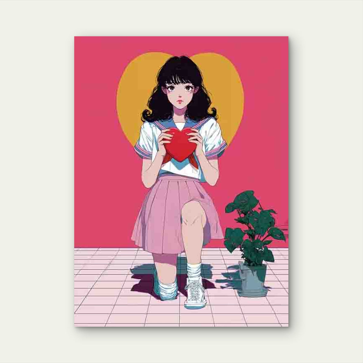 Trendy Pink And Red Heart Metal Print Ready to Hang