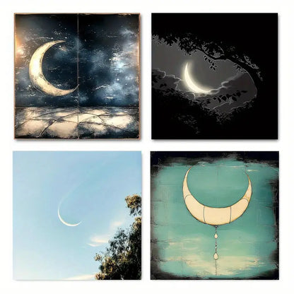 4pcs Ocean Night Landscap Perfect  Wall Art Canvas Framed