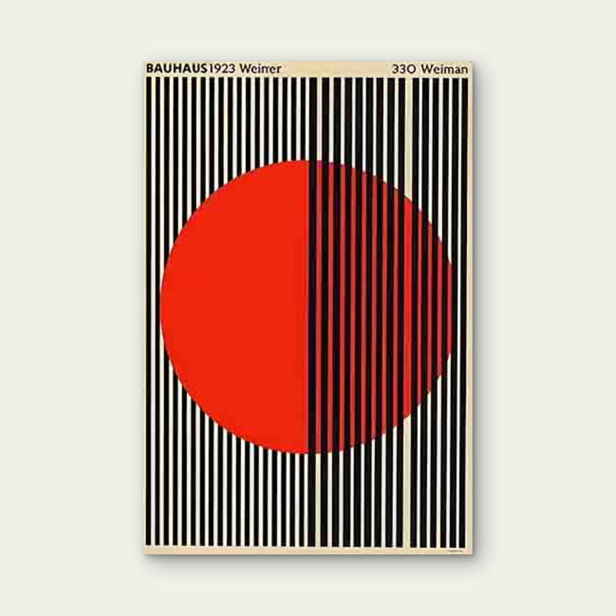 Black Vertical Stripes with Large Red Semi-Circle 60x90cm Metal Print Ready to Hang
