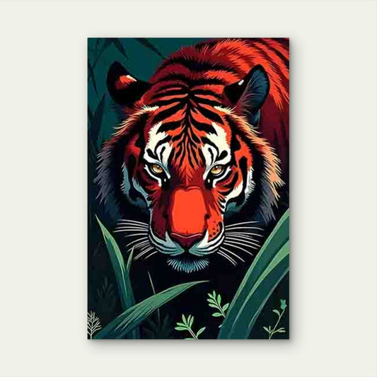 Brightly Colored Close-Up Tiger 60x90cm Metal Print Ready to Hang - Bella Home Decor
