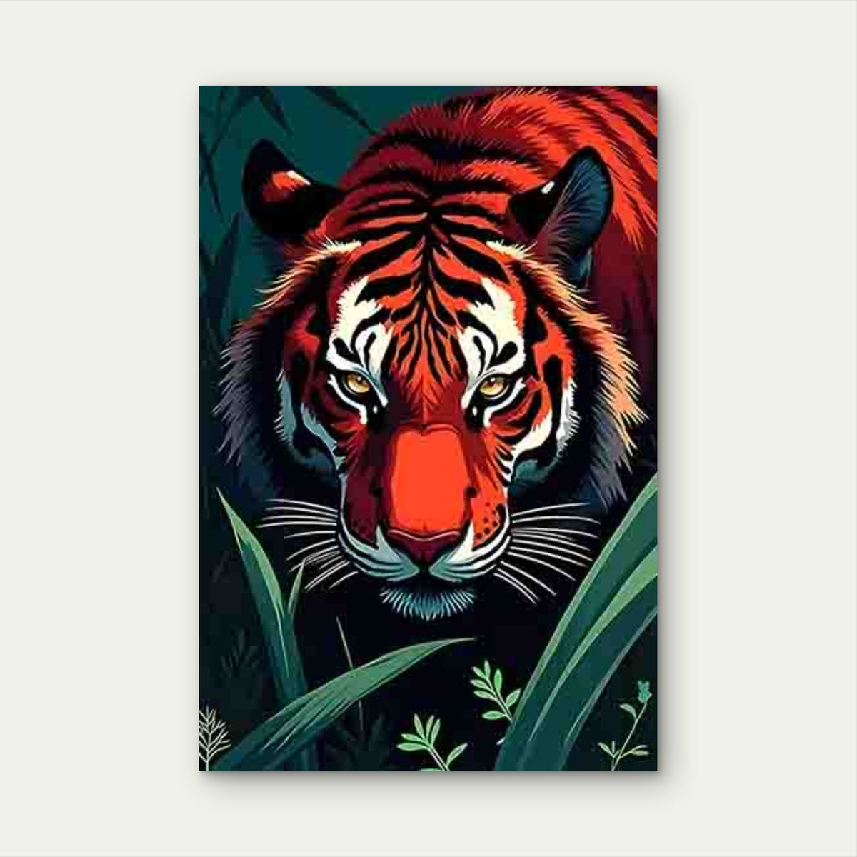 Brightly Colored Close-Up Tiger 40x60cm Metal Print Ready to Hang