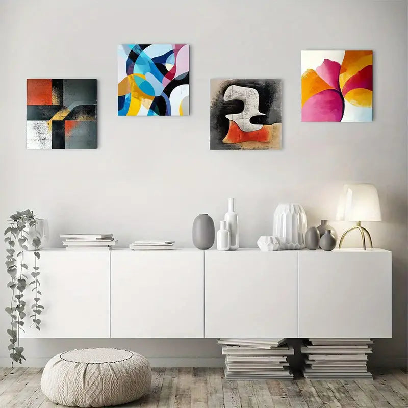 4pcs Minimalis Elegant Modern Decorative Artwork Wall Art Canvas Framed