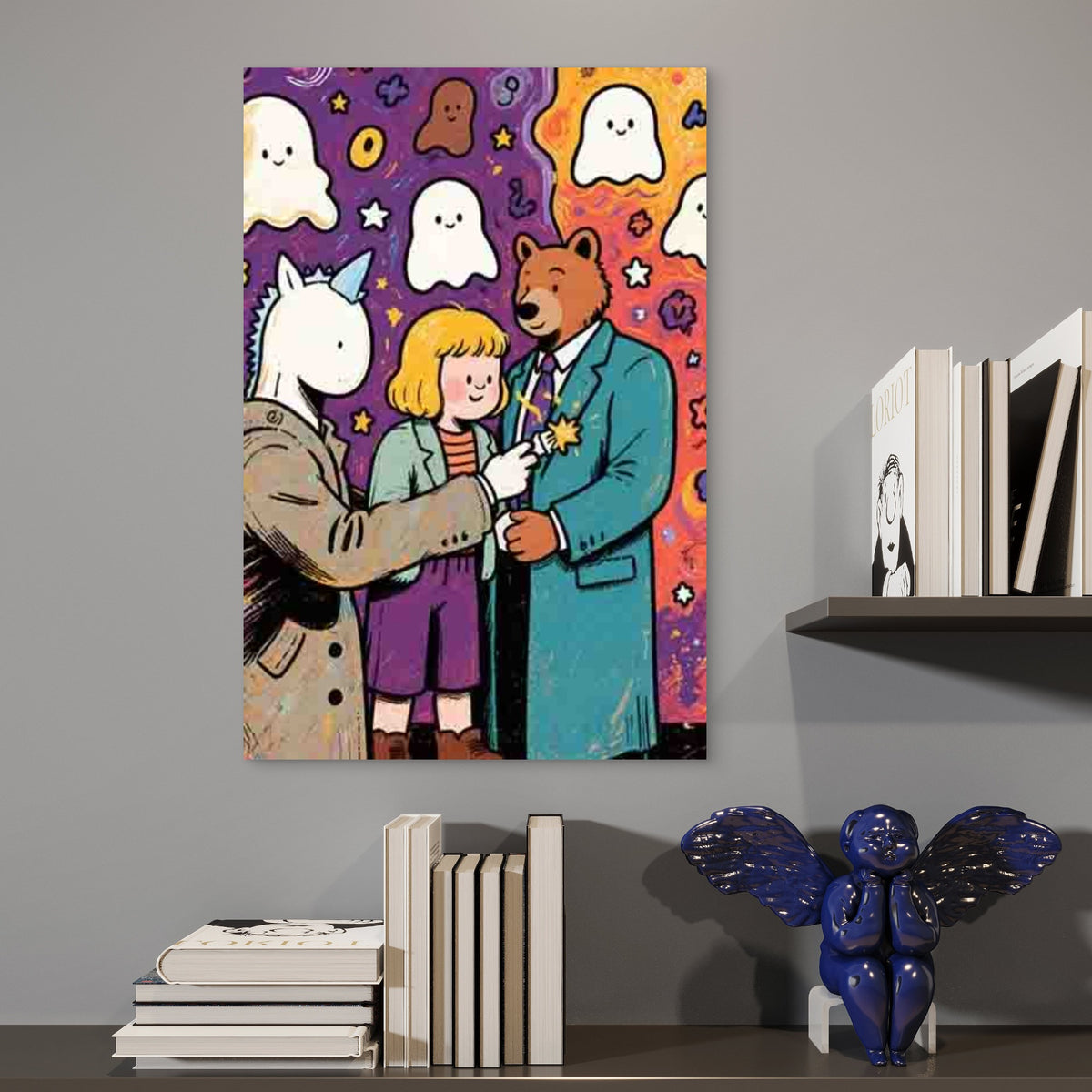 Ghost and Animal Pattern 60x90cm Metal Print Ready to Hang