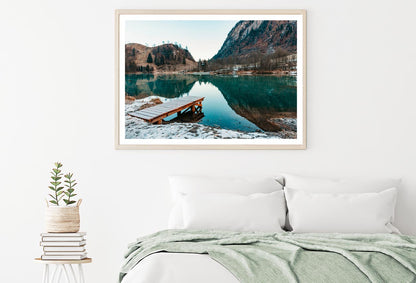 Mountain Lake Landscape & Wooden Pier Home Decor Premium Quality Poster Print Choose Your Sizes