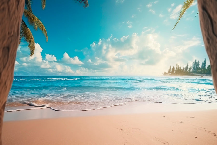 Beautiful Realistic Summer Beach Scenery  Acrylic Glass Print Tempered Glass Wall Art 100% Made in Australia Ready to Hang