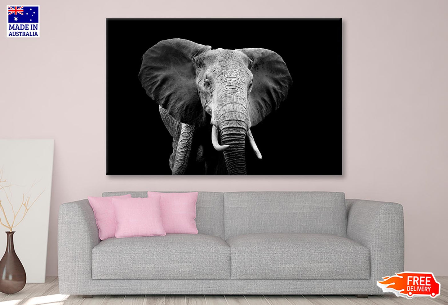 Black and White Photo of an Elephant Wall Art Decor 100% Australian Made