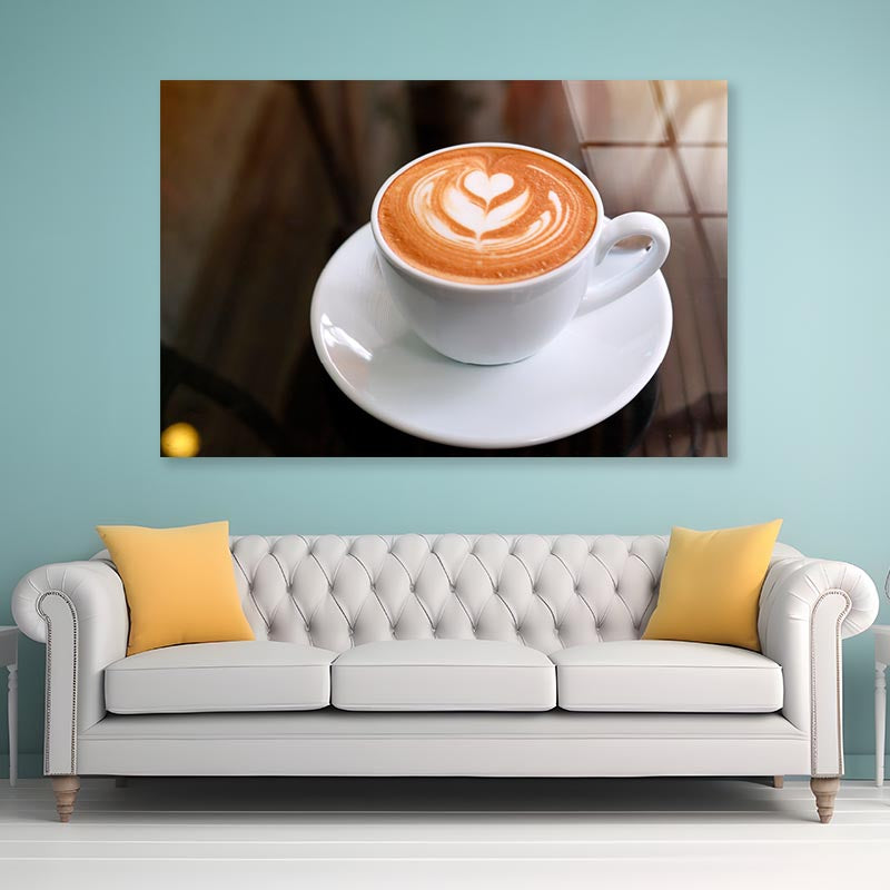 Cup Of Coffee with A Heart Acrylic Glass Print Tempered Glass Wall Art 100% Made in Australia Ready to Hang