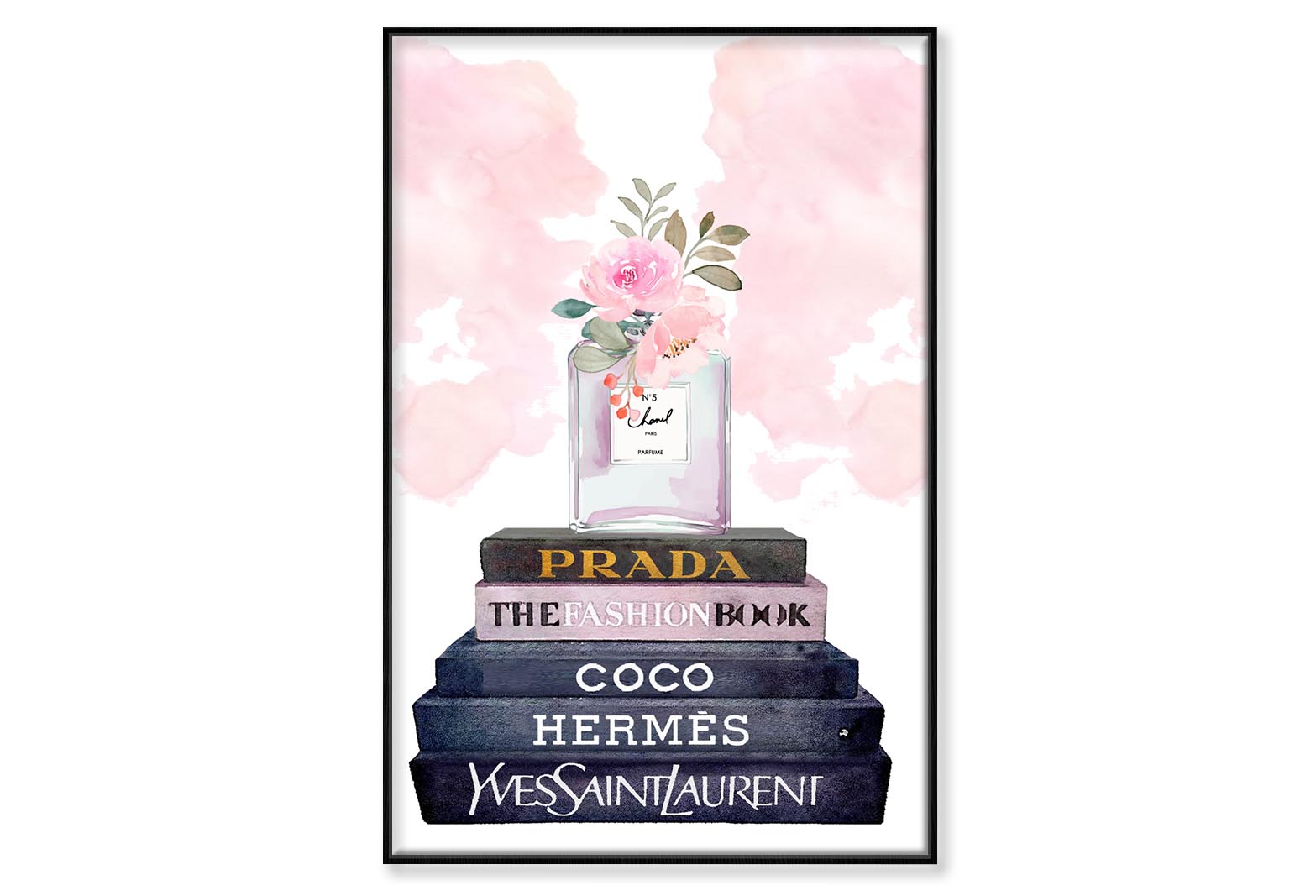 Pink Elegant Perfume Wall Art Limited Edition High Quality Print Canvas Box Framed Black