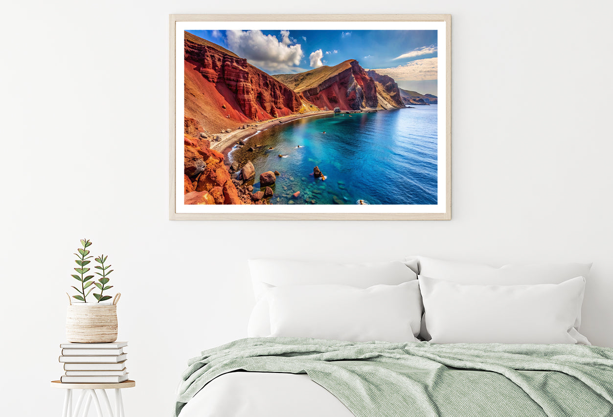 Lake with a Rocky Shoreline, Sky in Greece Home Decor Premium Quality Poster Print Choose Your Sizes