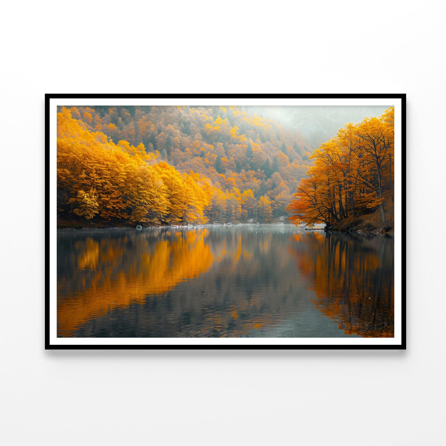 Serene Body of Water Surrounded by Trees in autumn Home Decor Premium Quality Poster Print Choose Your Sizes