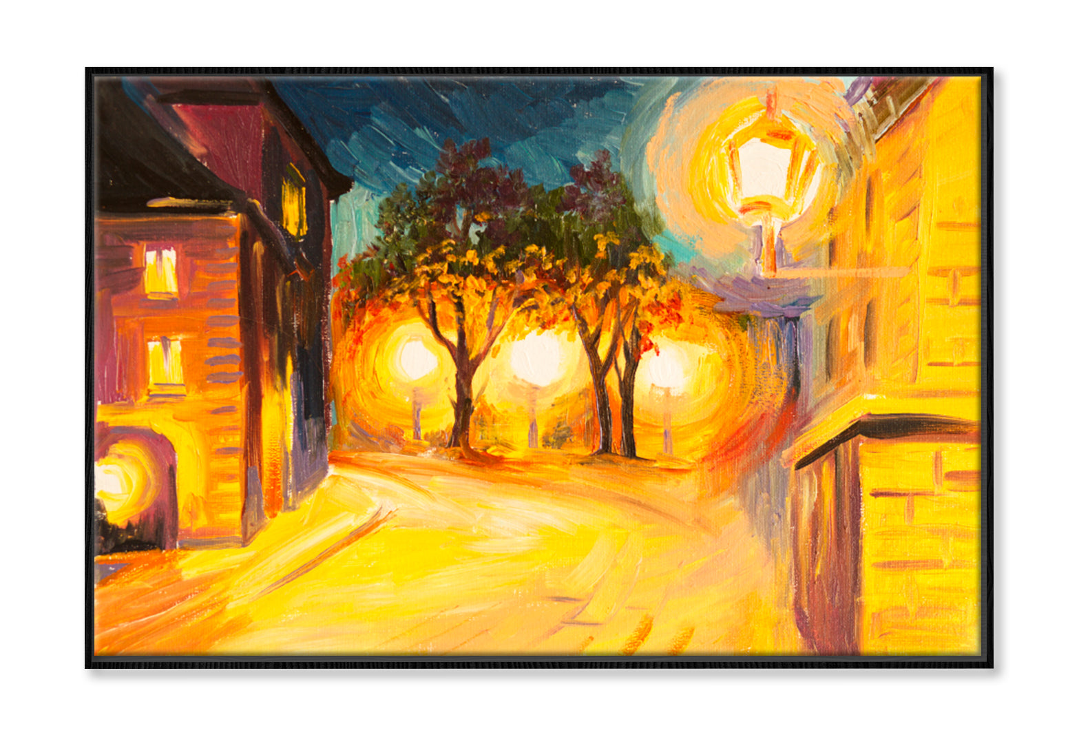 Evening Street In Paris Oil Painting Wall Art Limited Edition High Quality Print Canvas Box Framed Black