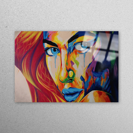 Abstract Woman Painting Acrylic Glass Print Tempered Glass Wall Art 100% Made in Australia Ready to Hang