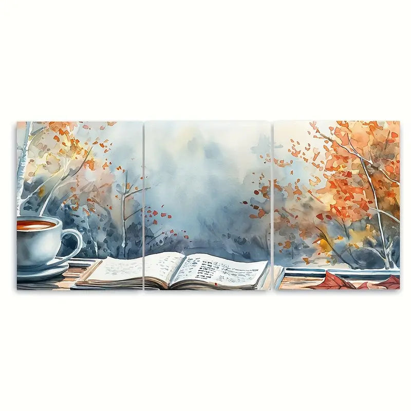 3pcs Fall Foliage Cozy Autumn Scene Metal Print Ready to Hang Art
