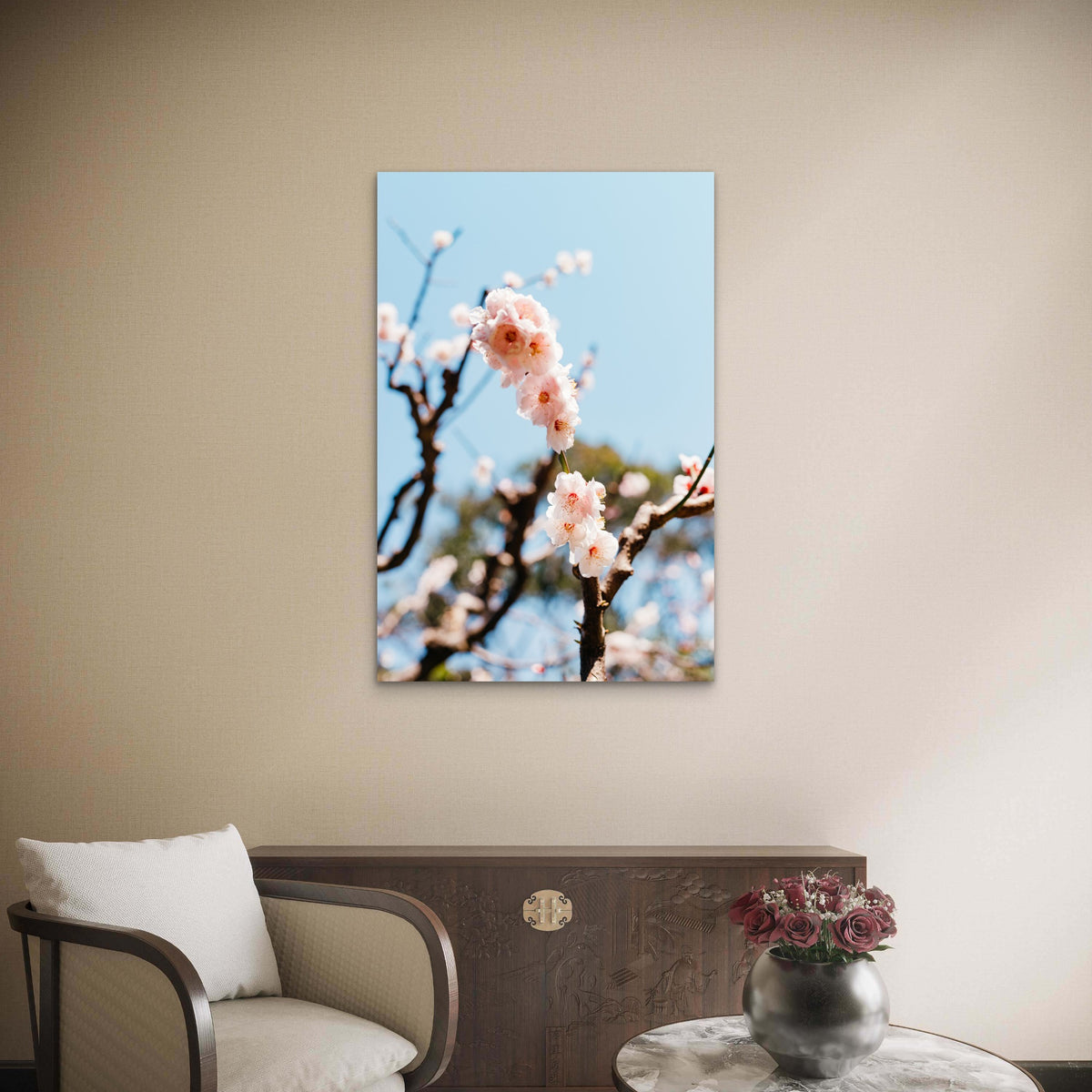 Spring Cherry Blossom Tree 60x90cm Metal Print Ready to Hang