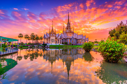 Sunset In Temple at Wat None Kum in Thailand Wall Art Decor 100% Australian Made