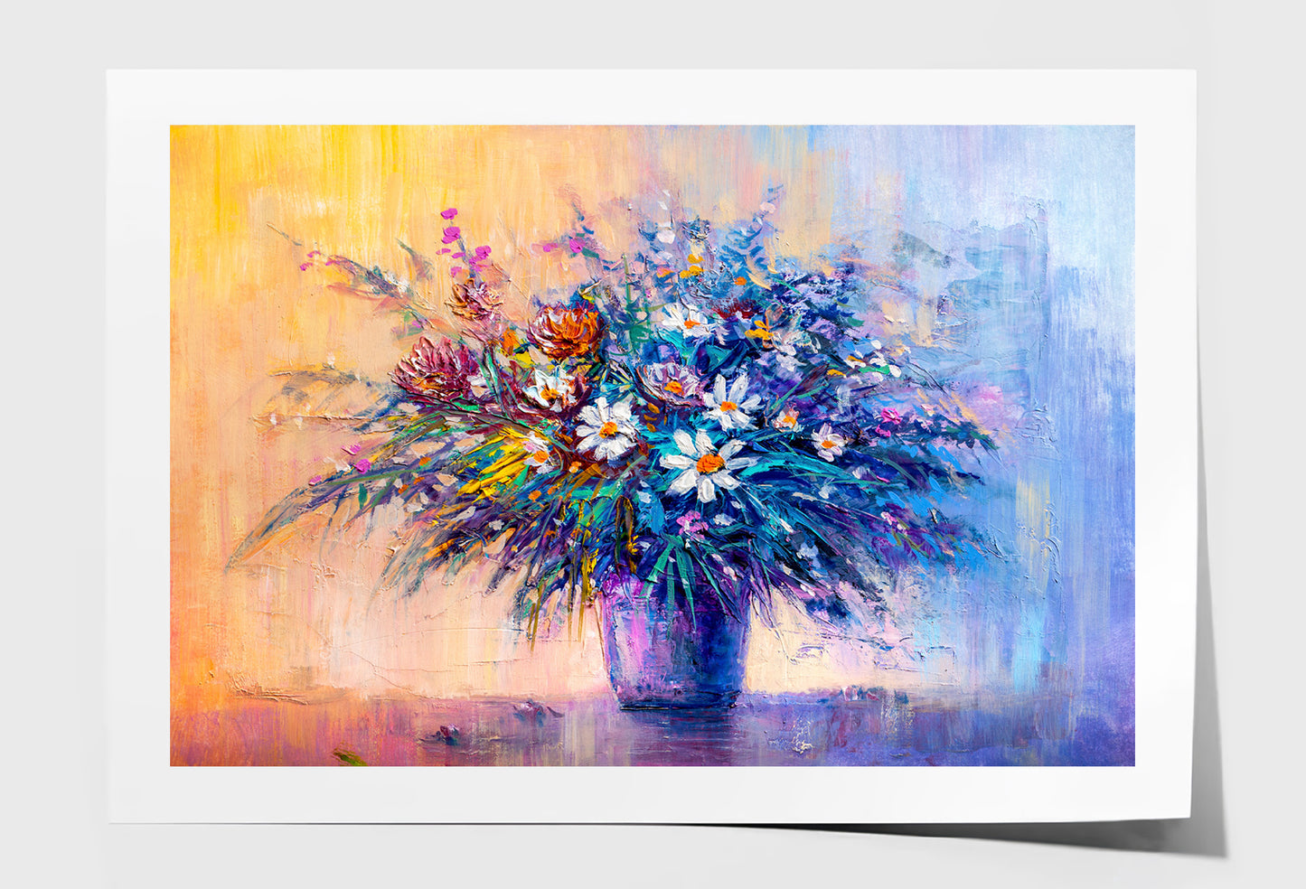 Bouquet Flowers in Vase Oil Painting Wall Art Limited Edition High Quality Print Unframed Roll Canvas None