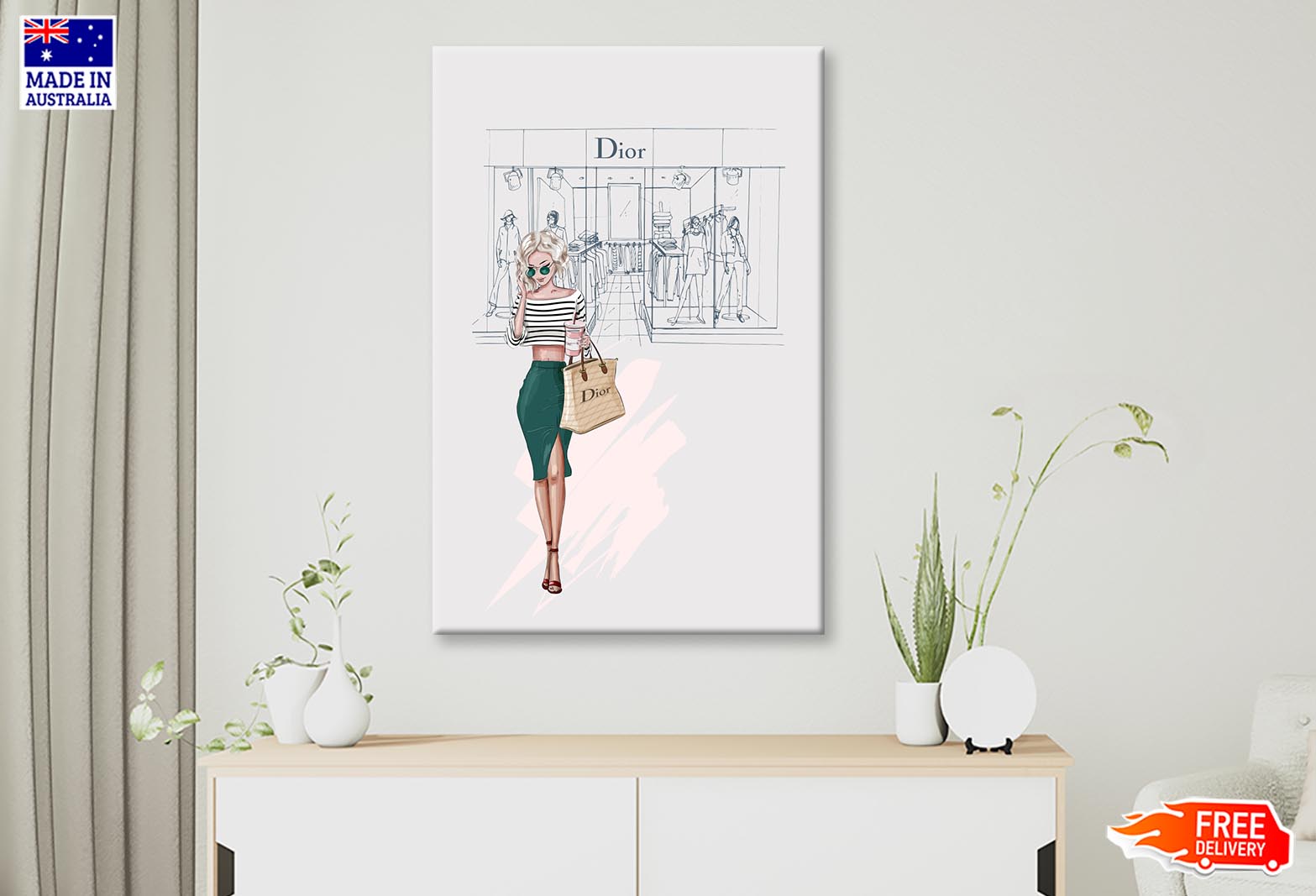 Fashion Store with Stylish Lady Wall Art Limited Edition High Quality Print