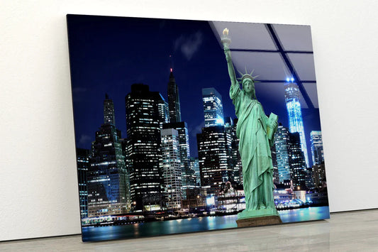 Liberty & NY City Night UV Direct Aluminum Print Australian Made Quality