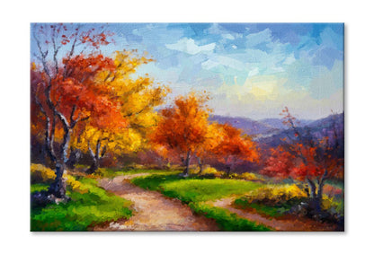 Painting Landscape, Colorful Trees Wall Art Limited Edition High Quality Print